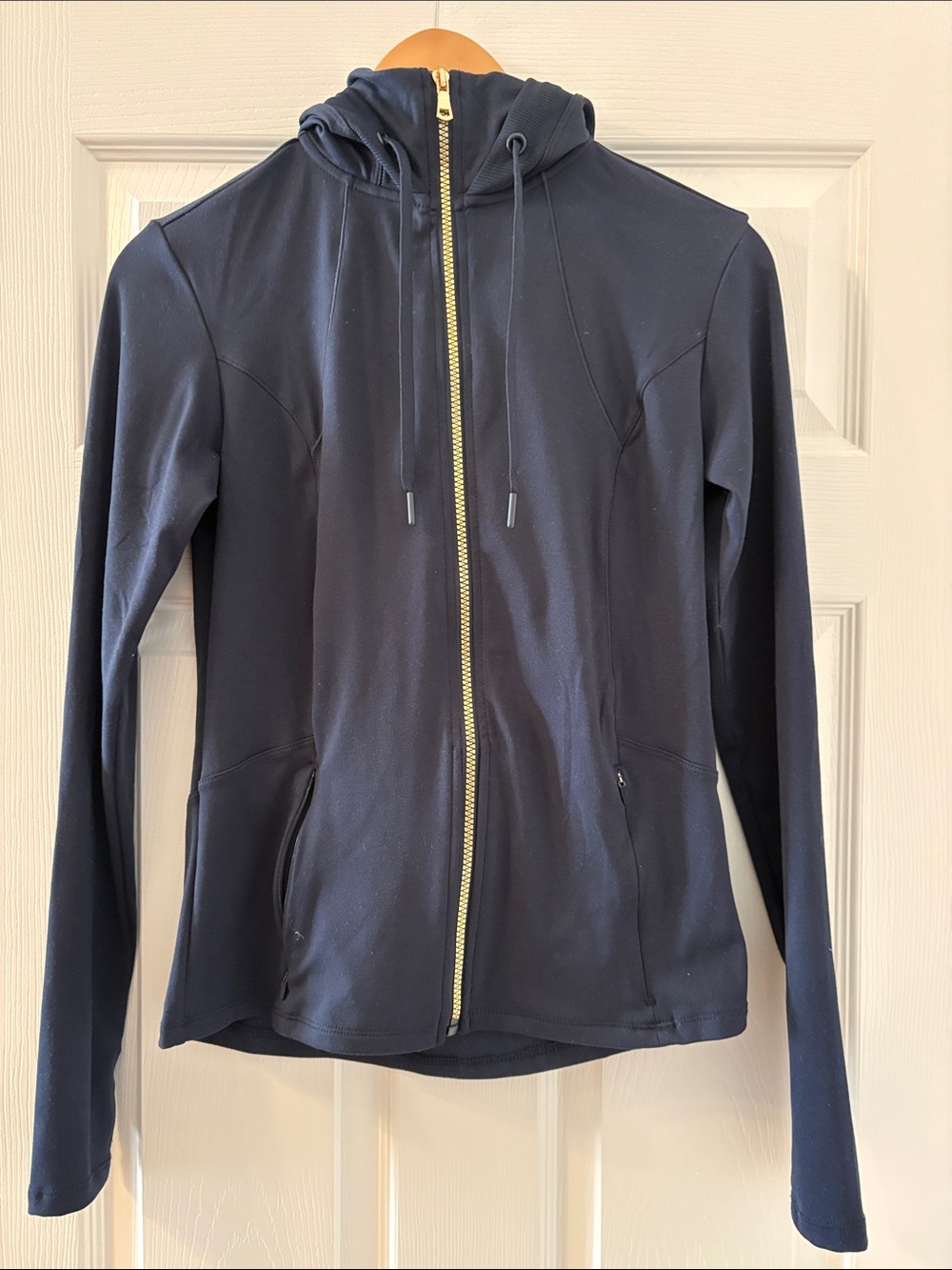 Jockey Navy Hooded Bomber Jacket with Gold Zipper